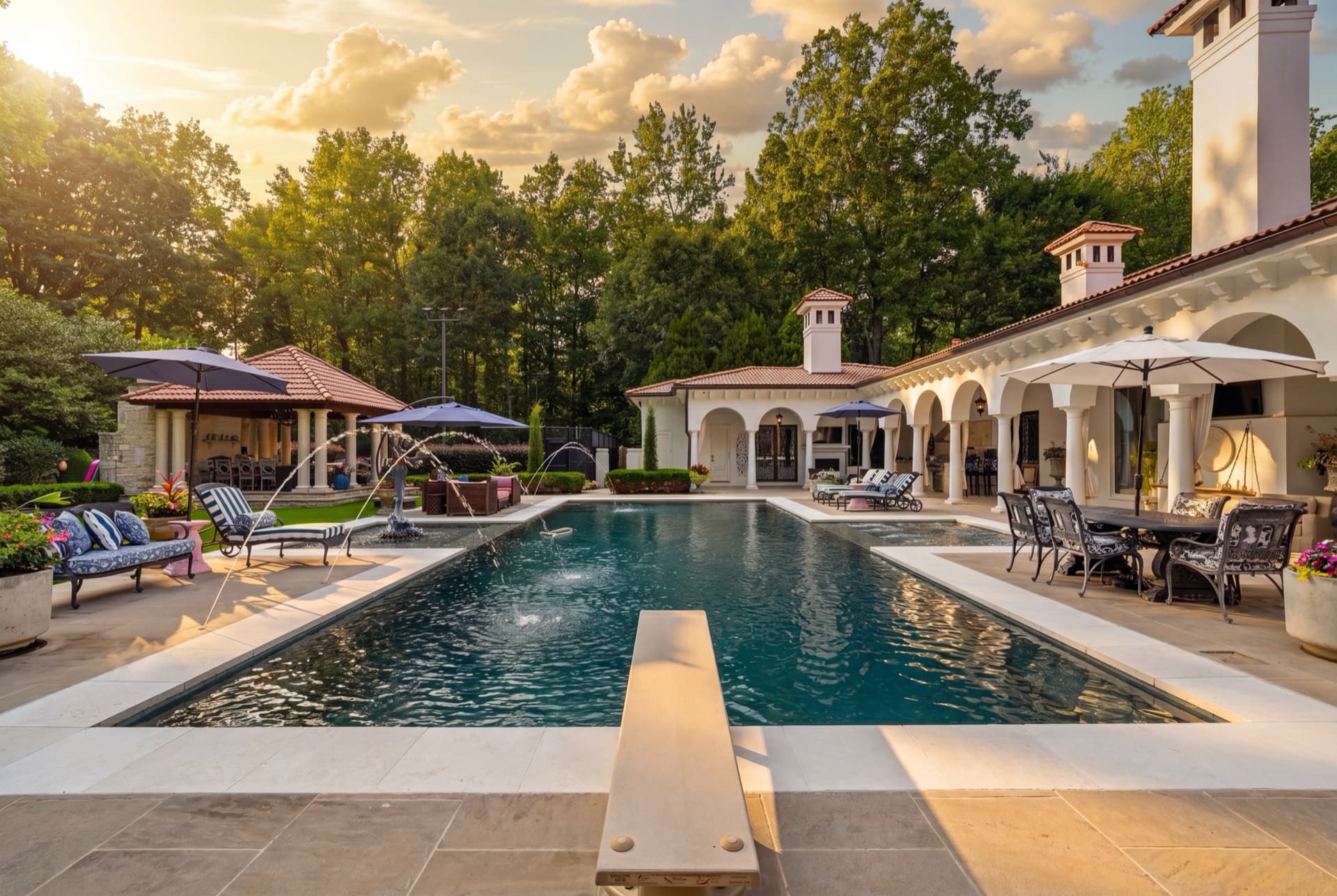 Golden hour exterior on Providence Road