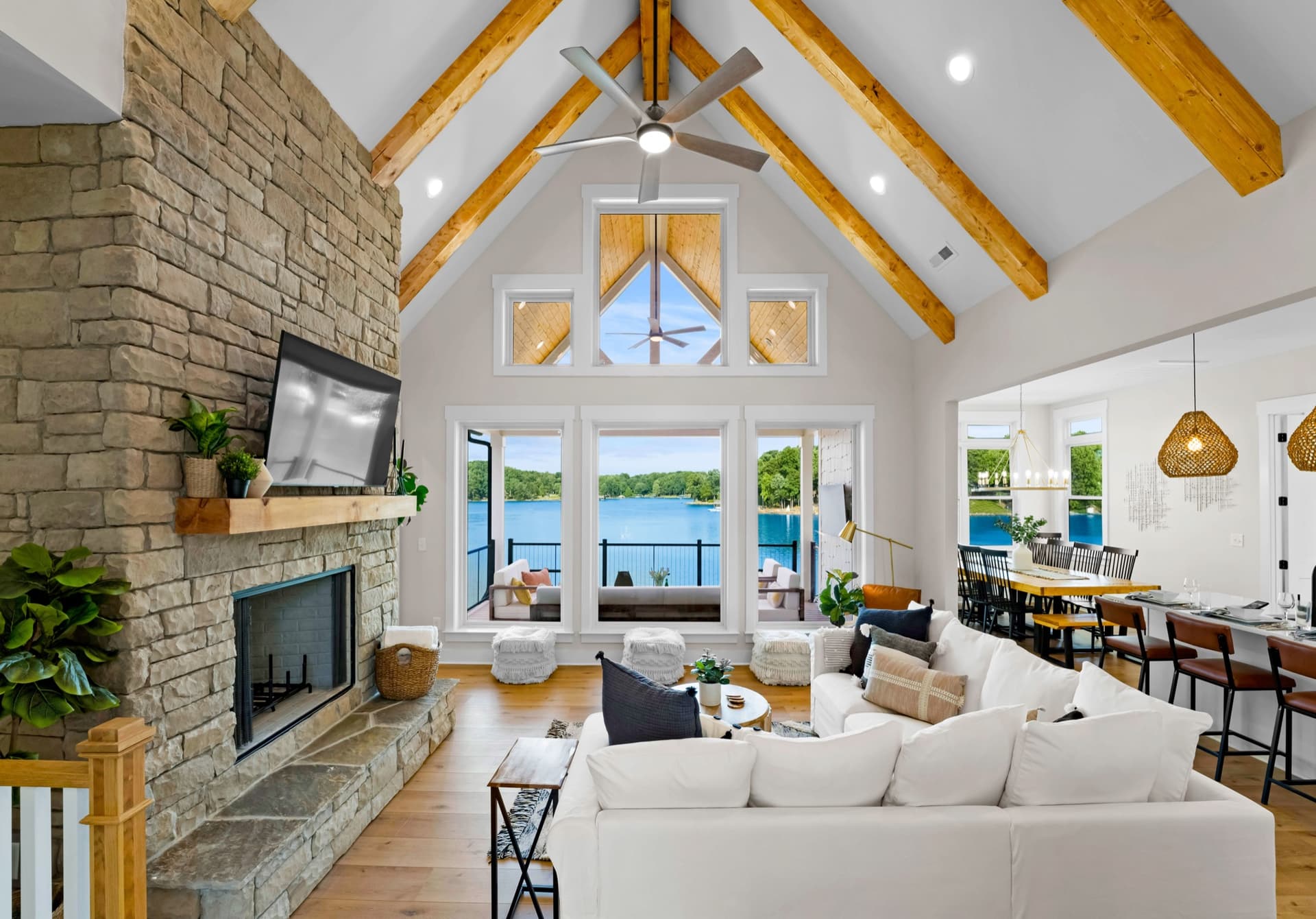 Aerial of a waterfront property